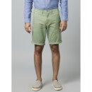 Solid Green Cotton Chino Shorts