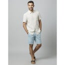 Solid Blue Cotton Chino Shorts