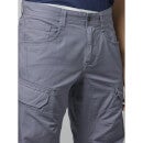 Grey Solid Mid-Rise Cotton Cargo Shorts (BOCOURTBM1)