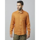 Orange Classic Spread Collar Linen Casual Shirt (DAFLIX)