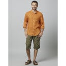 Orange Classic Spread Collar Linen Casual Shirt (DAFLIX)