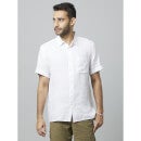 Linen Solid White Short Sleeves Shirt