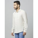 Linen Solid Off White Long Sleeves Shirt