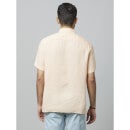 Linen Solid Peach Short Sleeves Shirt
