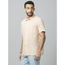Linen Solid Peach Short Sleeves Shirt