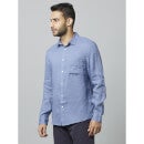 Linen Solid Blue Long Sleeves Shirt