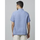 Blue Classic Spread Collar Linen Casual Shirt (DAMARLIN1)