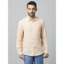 Peach Classic Spread Collar Linen Casual Shirt (DAFLIX)