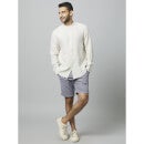 Grey Solid Mid-Rise Cotton Chino Shorts (BOCHINOBM1)