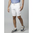 White Solid Mid-Rise Linen Shorts (DOLINUSBM)