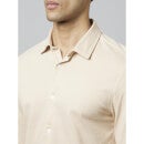 Beige Classic Spread Collar Cotton Casual Shirt (DAPIKIN)