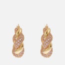 Crystal Haze Croissant Gold-Plated Hoop Earrings