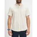 Beige Classic Knit Slim Fit Cotton Casual Shirt (BARIK)
