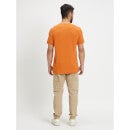 Orange Solid Linen T-Shirt