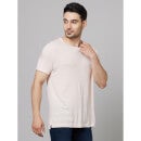Beige Solid Linen T-Shirt