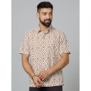 Brown Classic Geometric Printed Cotton Casual Shirt (DAPRINTA)