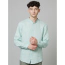 Mint Green Classic Mandarin Collar Linen Casual Shirt (DATAMAO)