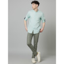 Mint Green Classic Mandarin Collar Linen Casual Shirt (DATAMAO)