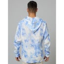 Blue Classic Tie and Dye Dyed Hooded Half Placket Casual Linen Shirt (DALINPRISH)