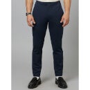 Navy Blue Mid Rise Plain Slim Fit Trousers (DOMELANGE)