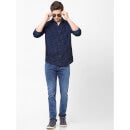 Blue and Black Slim Fit Checked Cotton Casual Shirt (BACORD3)
