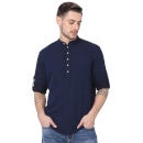 Navy Blue Solid Regular Fit Cotton Casual Shirt (BAHARRY)