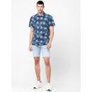 Blue Floral Printed Regular Fit Casual Shirt (BAOVERALL)