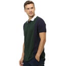 Green Colourblocked Polo Collar T-shirt (REPANEL)