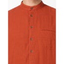 Rust Red Regular Fit Solid Casual Shirt (SATWIN)