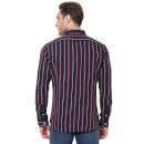 Navy Blue and Red Vertical Striped Cotton Casual Shirt (VAMATELLAS)