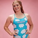 Women's Speedo x Tegan Price Cloud Print Tie Back Swimsuit Blue/Pink