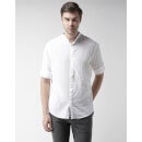 Off-White Regular Fit Solid Casual Semi sheer Shirt (NACREPE)