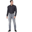 Grey Straight Fit Low Distress Heavy Fade Jeans (VOSOFTIN)
