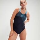 Medley Logo Medalist-Badeanzug für Damen Marineblau/Blau