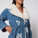 Tach Wilma Floral-Embrodiered Denim and Fleece Jacket - S