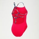 Women's Solid Lattice Tie-Back Swimsuit Red