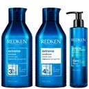 Redken Trio: Extreme Shampoo 500ml, Conditioner 500ml & Play Safe 230 Heat Protection 250ml