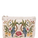Elizabeth Scarlett Tropical Paradise Parrots Cream Velvet Everyday Pouch