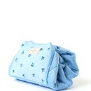The Flat Lay Co. Drawstring Flat Lay Makeup Bag - Ditsy Bows Blue Embroidered Velvet