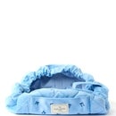 The Flat Lay Co. Drawstring Flat Lay Makeup Bag - Ditsy Bows Blue Embroidered Velvet