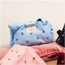 The Flat Lay Co. Drawstring Flat Lay Makeup Bag - Ditsy Bows Blue Embroidered Velvet