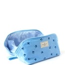 The Flat Lay Co. Flat Lay Makeup Box Bag - Ditsy Bows Blue Embroidered Velvet