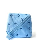 The Flat Lay Co. Flat Lay Makeup Box Bag - Ditsy Bows Blue Embroidered Velvet