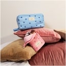 The Flat Lay Co. Flat Lay Makeup Box Bag - Ditsy Bows Blue Embroidered Velvet