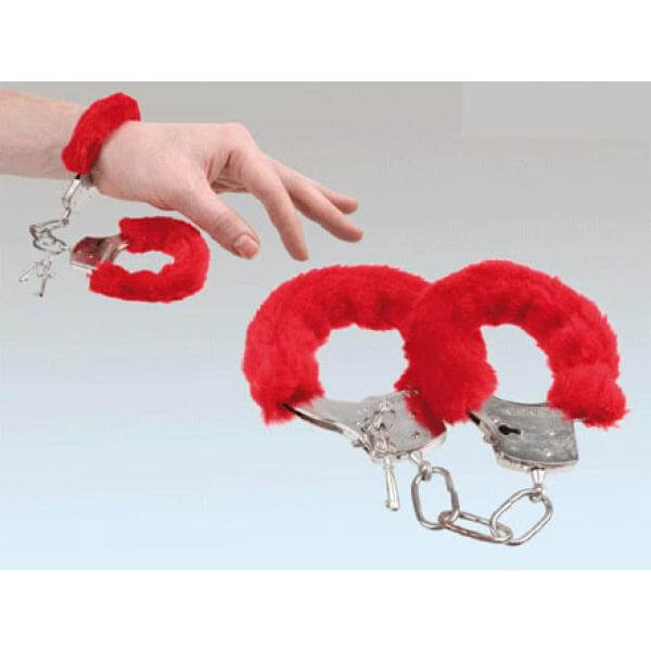 Furry Cuffs Working Metal Handcuffs- Pink- Naughty Gifts