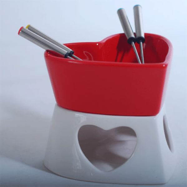 Heart Shaped Chocolate Fondue Set - Valentine Gifts