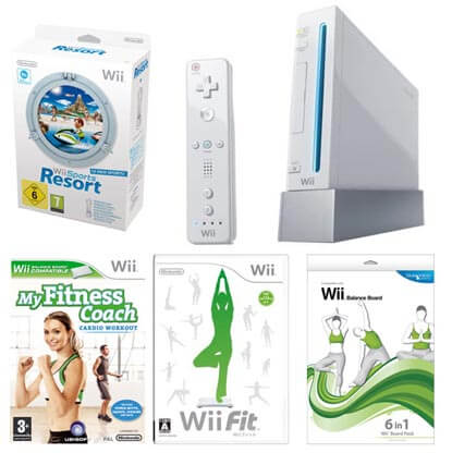 Wii Console (Including Wii Sports Resort, My Fitness Coach: Cardio Workout, Wii Fit & 6 in 1 Wii Fit Pack)