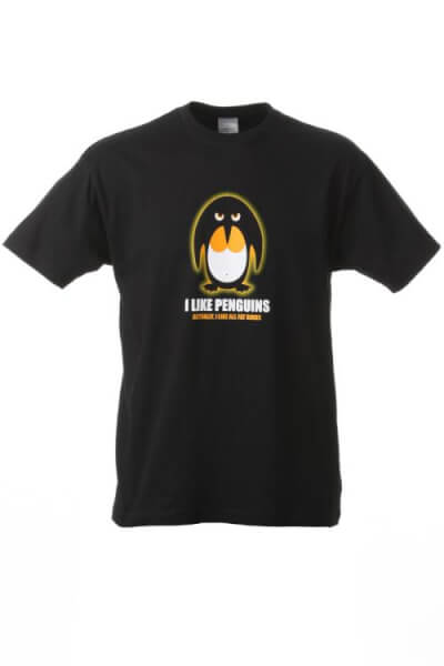 I Like Penguins - Actually I Like All Fat Birds T-Shirt - Black 
