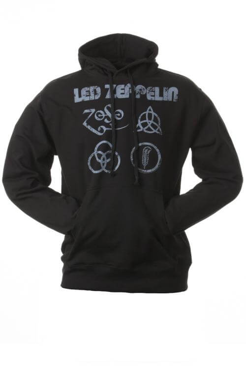 LED ZEPPELIN - 4 SYMBOLS - HOODED TOP - BLACK