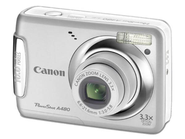 Canon PowerShot A480 Digital camera. 10 Megapixels. 3.3x Optical zoom. 4x Digital zoom 2.5 Inch LCD Screen. Silver